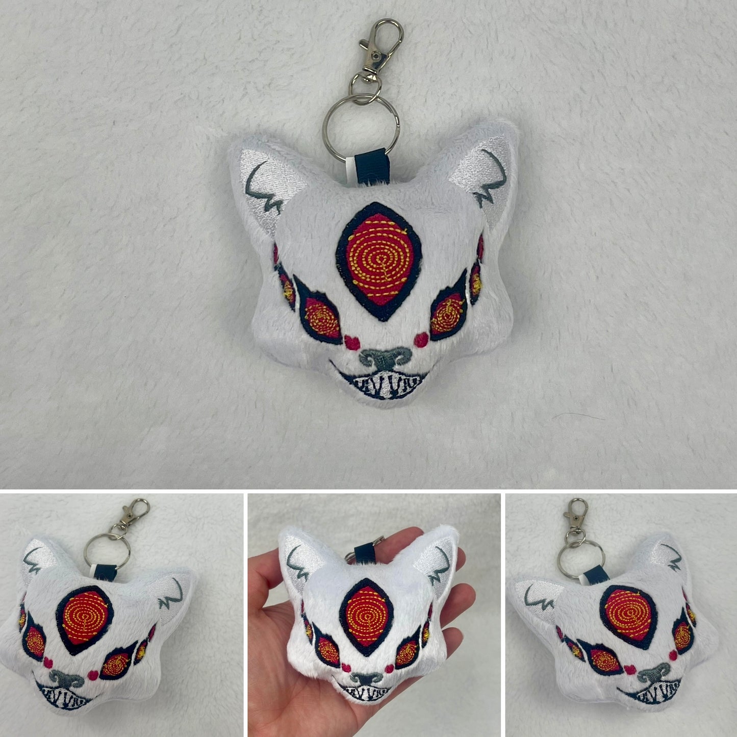 Demon Fox Charm Keychain, Animal Monsters, Anime themed, Handmade Plushie Keychain, Made to Order
