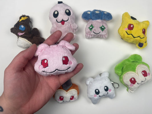 Baby Digital Monsters Plush Charm, Plush Keychain, , Anime Themed Handmade Plushie Keychain, Made to Order