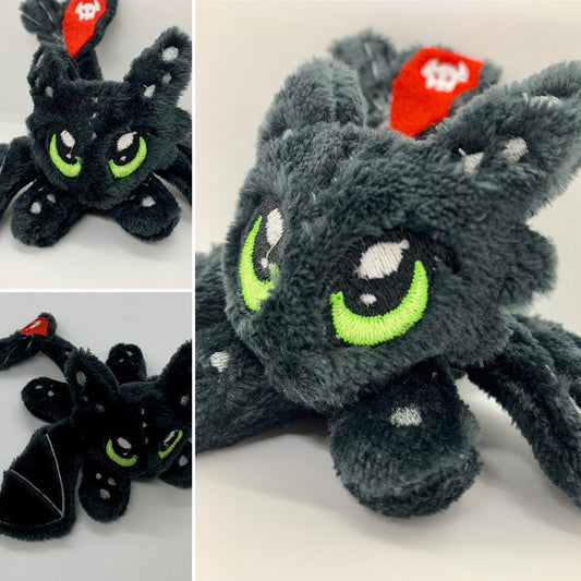 Adorable Black Dragon No Teeth inspired plush, Train Your Dragon inspired plushie, Night Angry