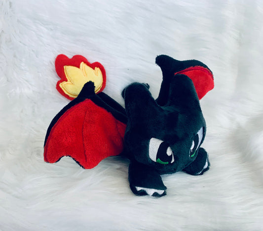 Intense Fire Dragon Beanie Plushie, Animal Monster Plush, Video Game Inspired Plushie