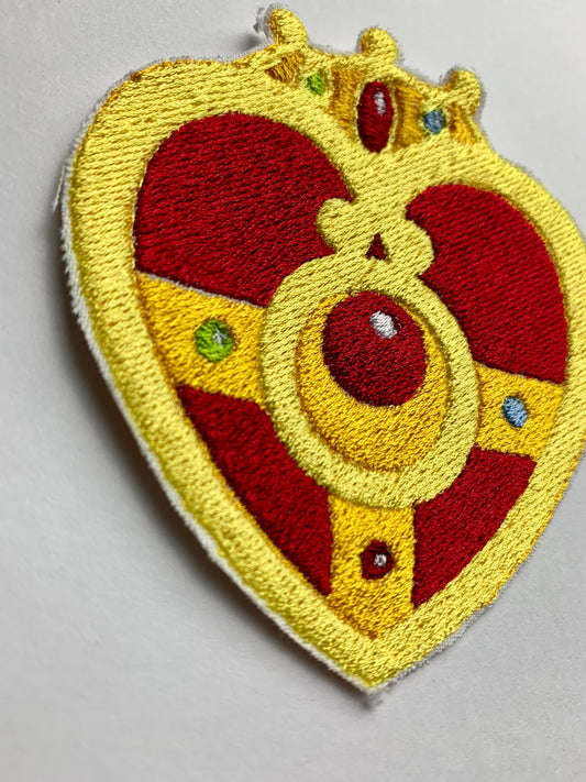 Heart Compact, Iron-on Patch, Anime Inspired Embroidery