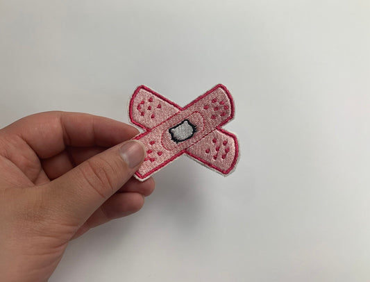 Kitten Themed Bandage, Iron-on Patch, Cat Inspired Embroidery, Kawaii, Pink Pastel Goth, Made to Order