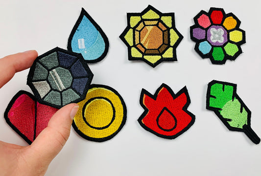 PokeGym Iron on Badges, Cosplay Patches Generation 1, Animal Monster, Anime Inspired Embroidery