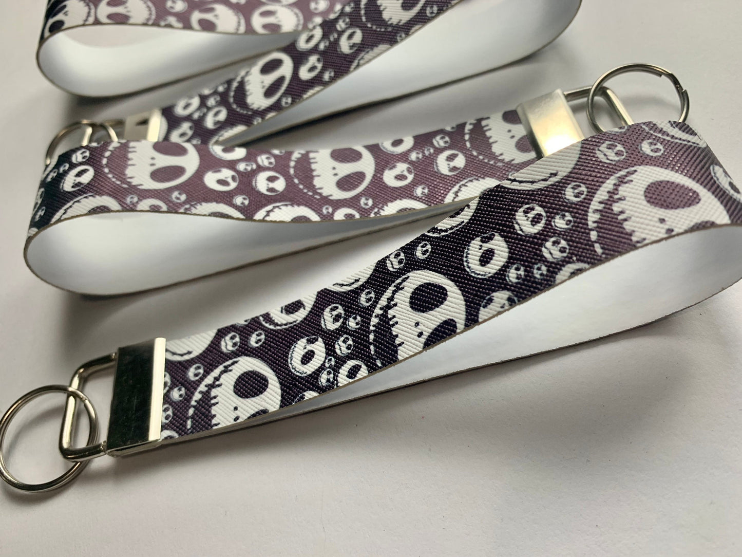 Skull Faux Leather Key Fob Wristlet