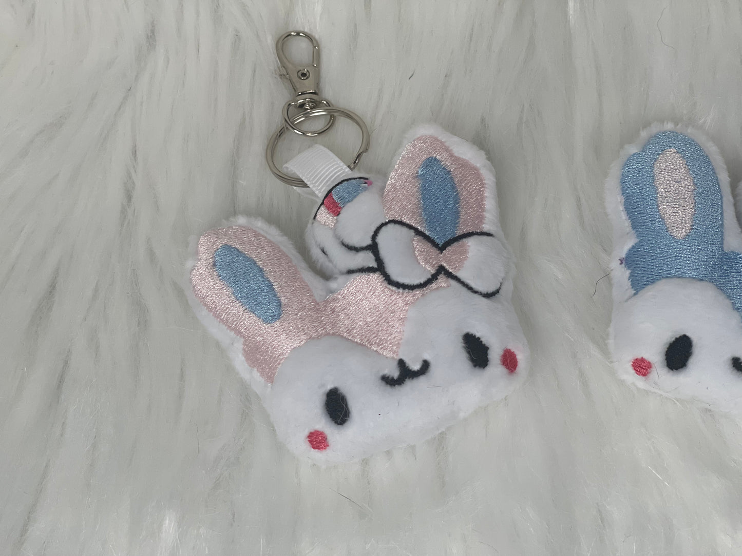 Ribbon Fox Plush Keychain, Shiny, Animal Monsters, Handmade Plushie Keychain, Made to Order