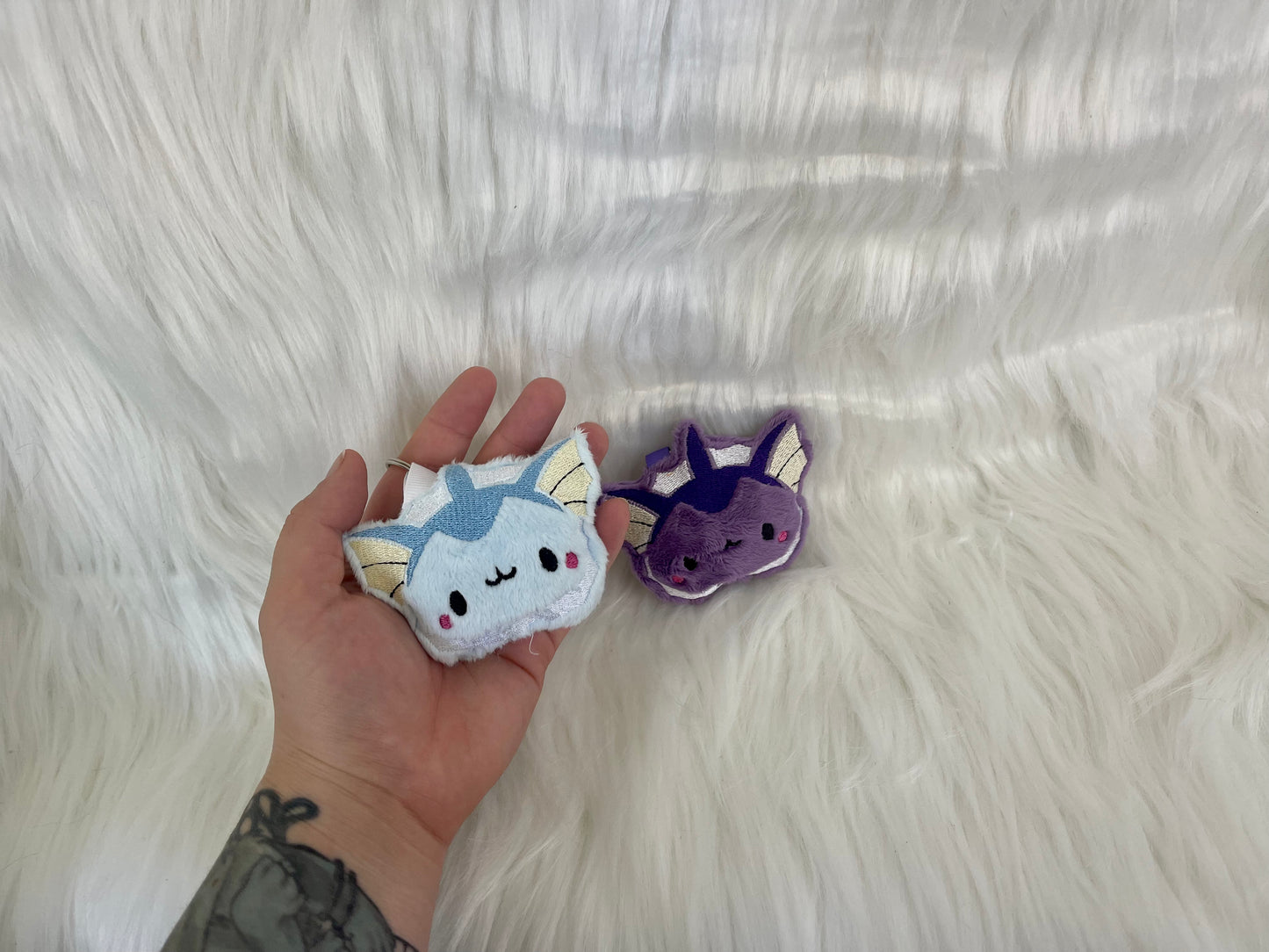 Water Fox Plush Keychain, Shiny, Animal Monsters, Handmade Plushie Keychain, Made to Order