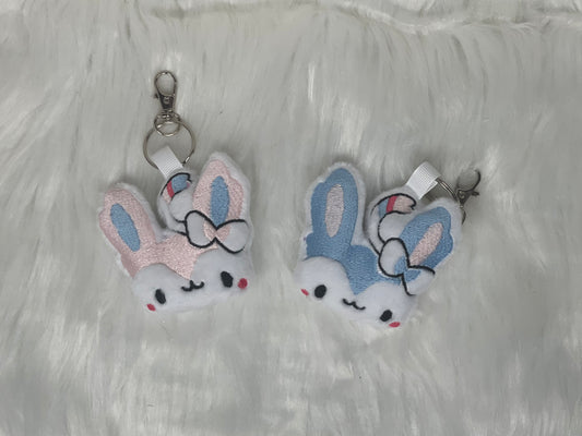 Ribbon Fox Plush Keychain, Shiny, Animal Monsters, Handmade Plushie Keychain, Made to Order