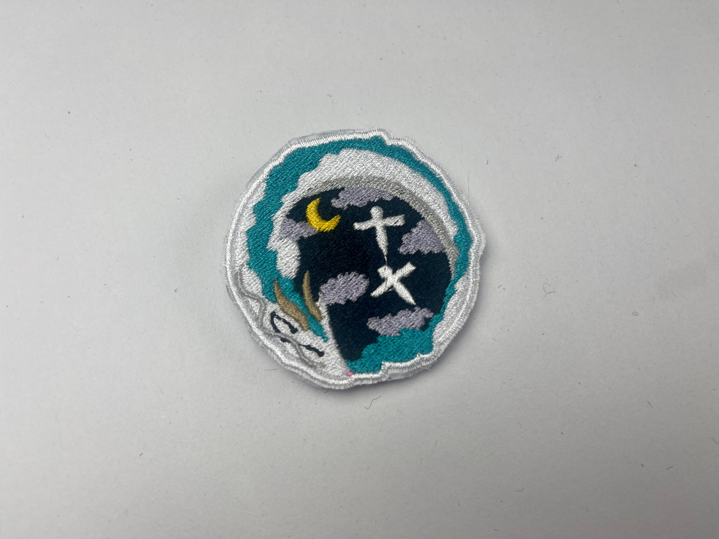 Sleepy River Dragon with Paper Birds Embroidered Pin with Butterfly Back, Anime Aesthetic, Handmade
