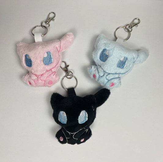 Sitting Space Cat Plush Keychain, Shiny, Animal Monsters, Handmade Plushie Keychain, Made to Order
