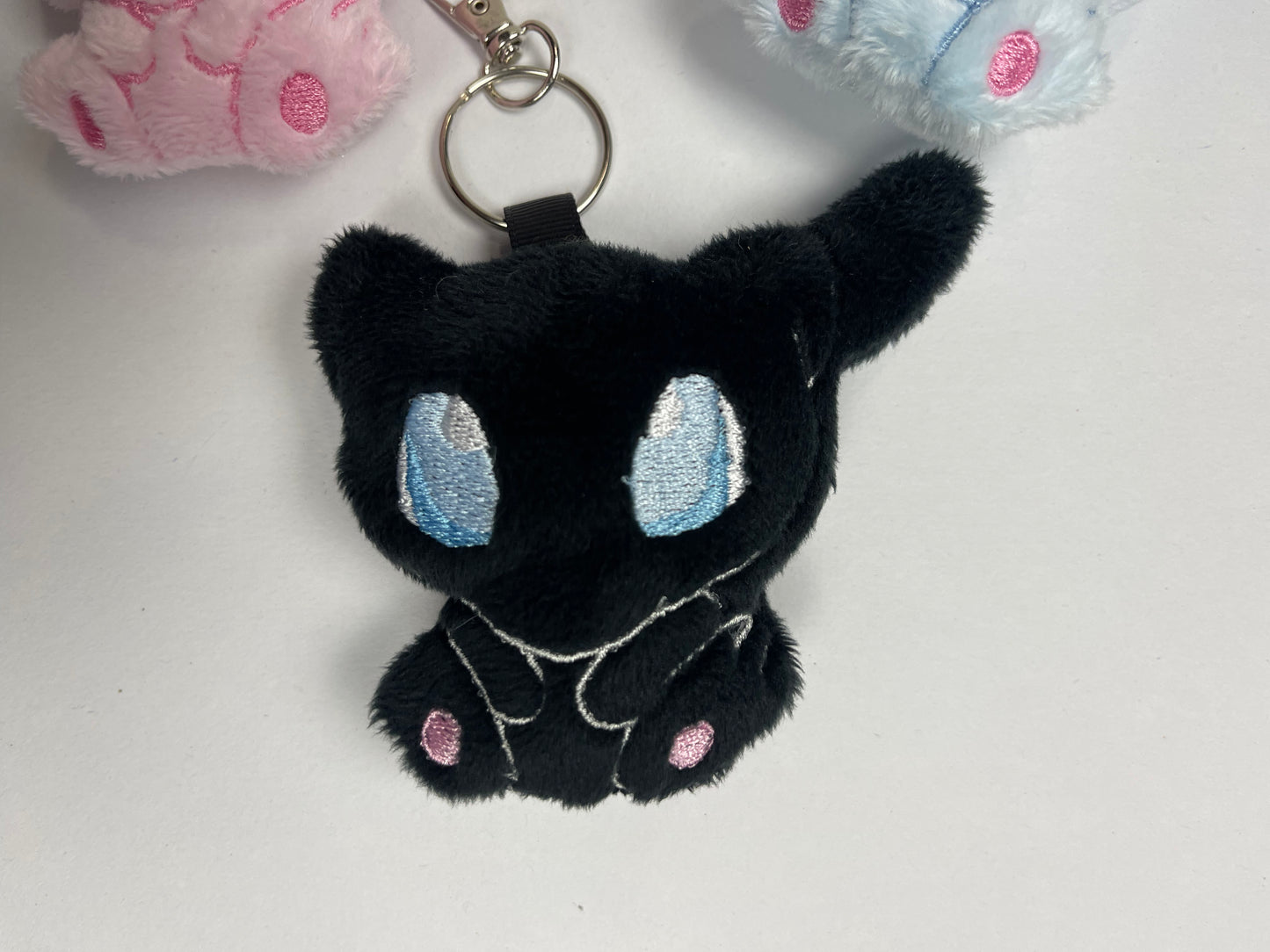 Sitting Space Cat Plush Keychain, Shiny, Animal Monsters, Handmade Plushie Keychain, Made to Order