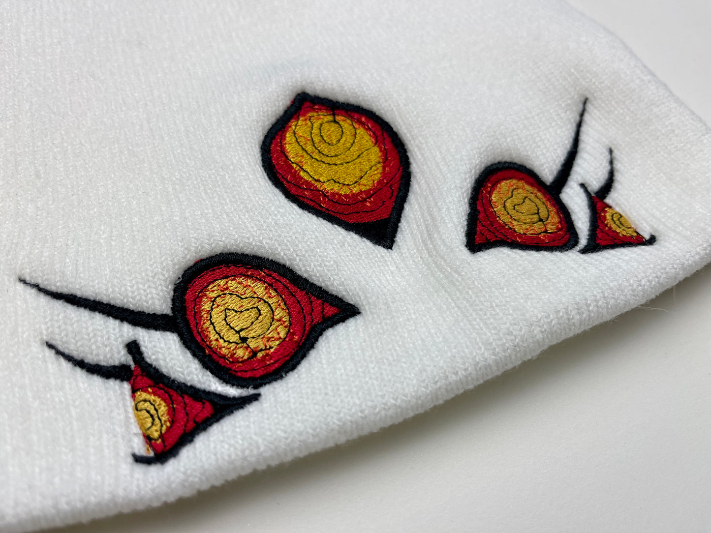 Embroidered Summoning Fox Demon Beanie, Thick Knit Slouch, Mythology, Anime Themed