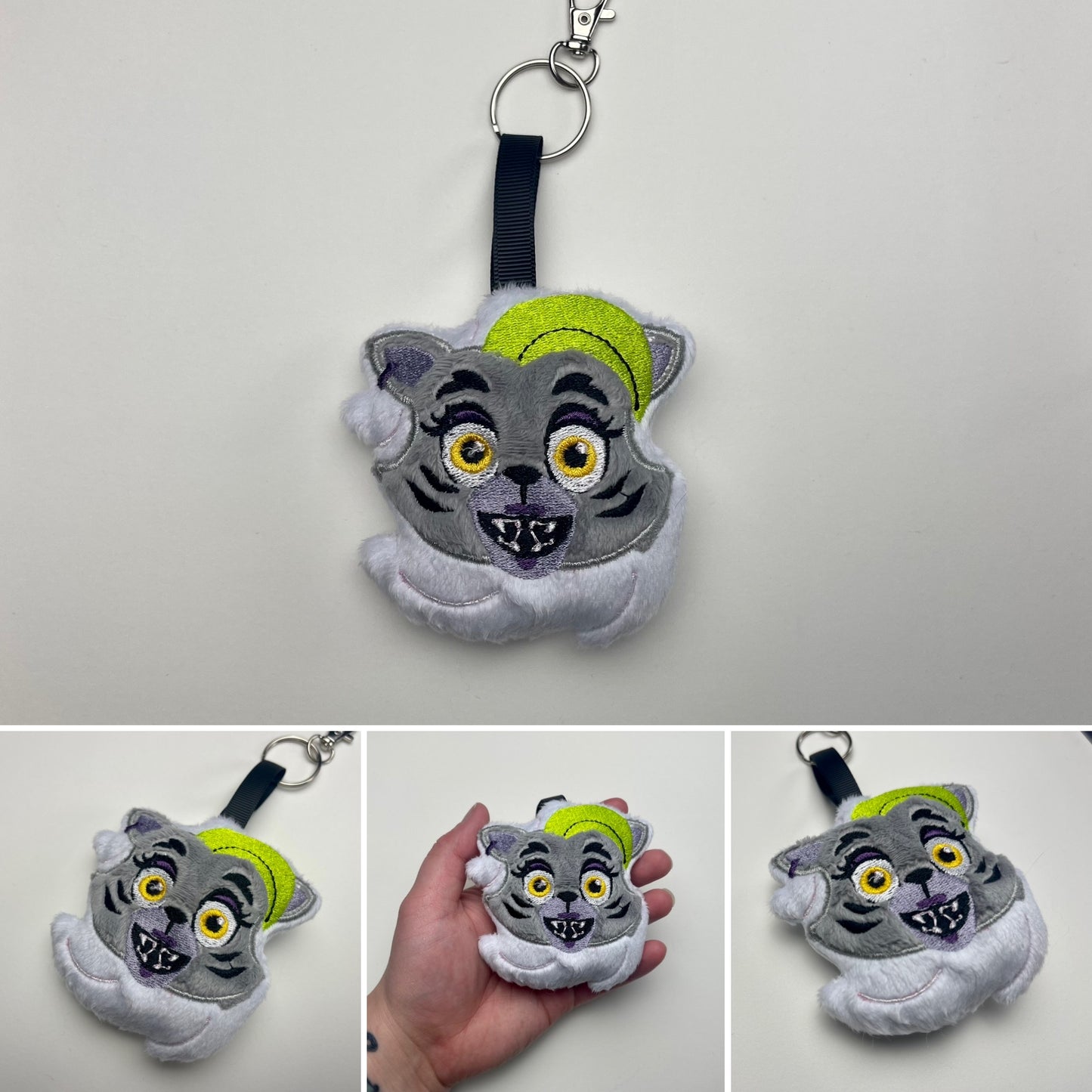 Punk Rock Wolf Plush Charm, Keytar Player, RockStarKeychain, Horror, Monsters, Handmade Plushie Keychain, Video Game Inspired, Made to Order