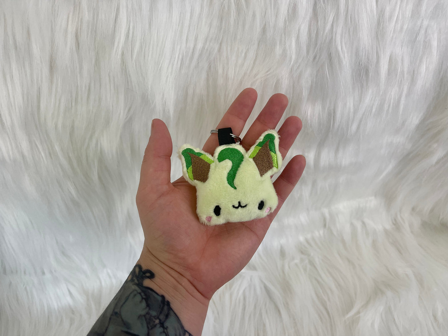 Grass Fox Plush Keychain, Shiny, Animal Monsters, Handmade Plushie Keychain, Made to Order