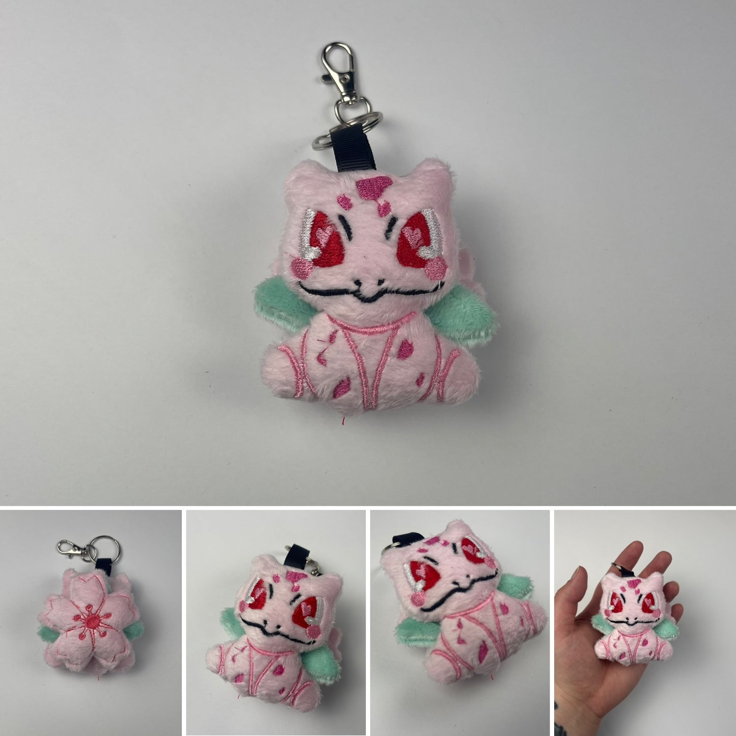 Sitting Flower Frog Plush Charm Keychain, Sakura, Blossom, Animal Monsters, Handmade Plushie Keychain, Made to Order