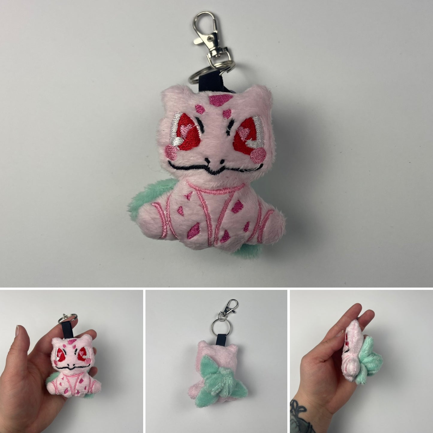 Sitting Flower Frog Plush Charm Keychain, Sakura, Blossom, Animal Monsters, Handmade Plushie Keychain, Made to Order