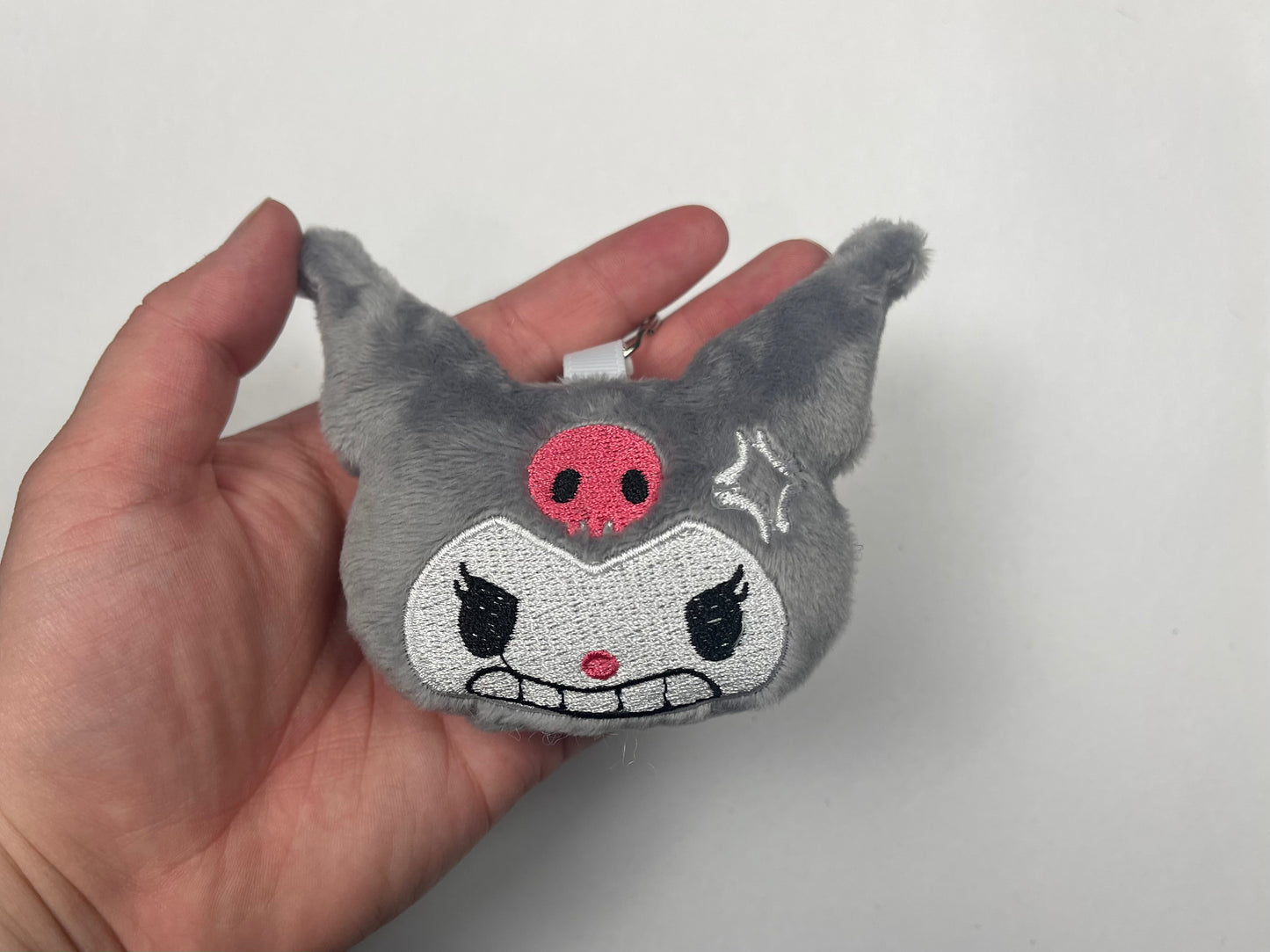 Goth Bunny Jester Hat Charm Keychain, Animal, Monsters, Cartoon, Handmade Plushie Keychain, Made to Order