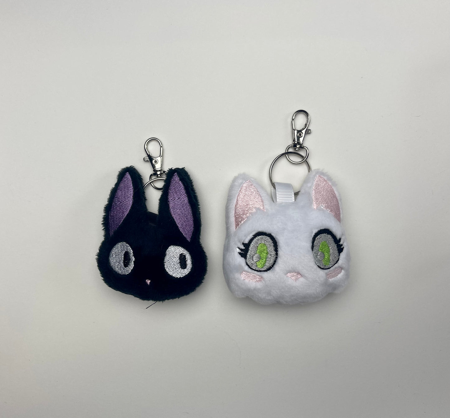 Couples Black and White Charm Keychain, Cat, Animal Monsters, Anime Themed, Handmade Plushie Keychain, Made to Order