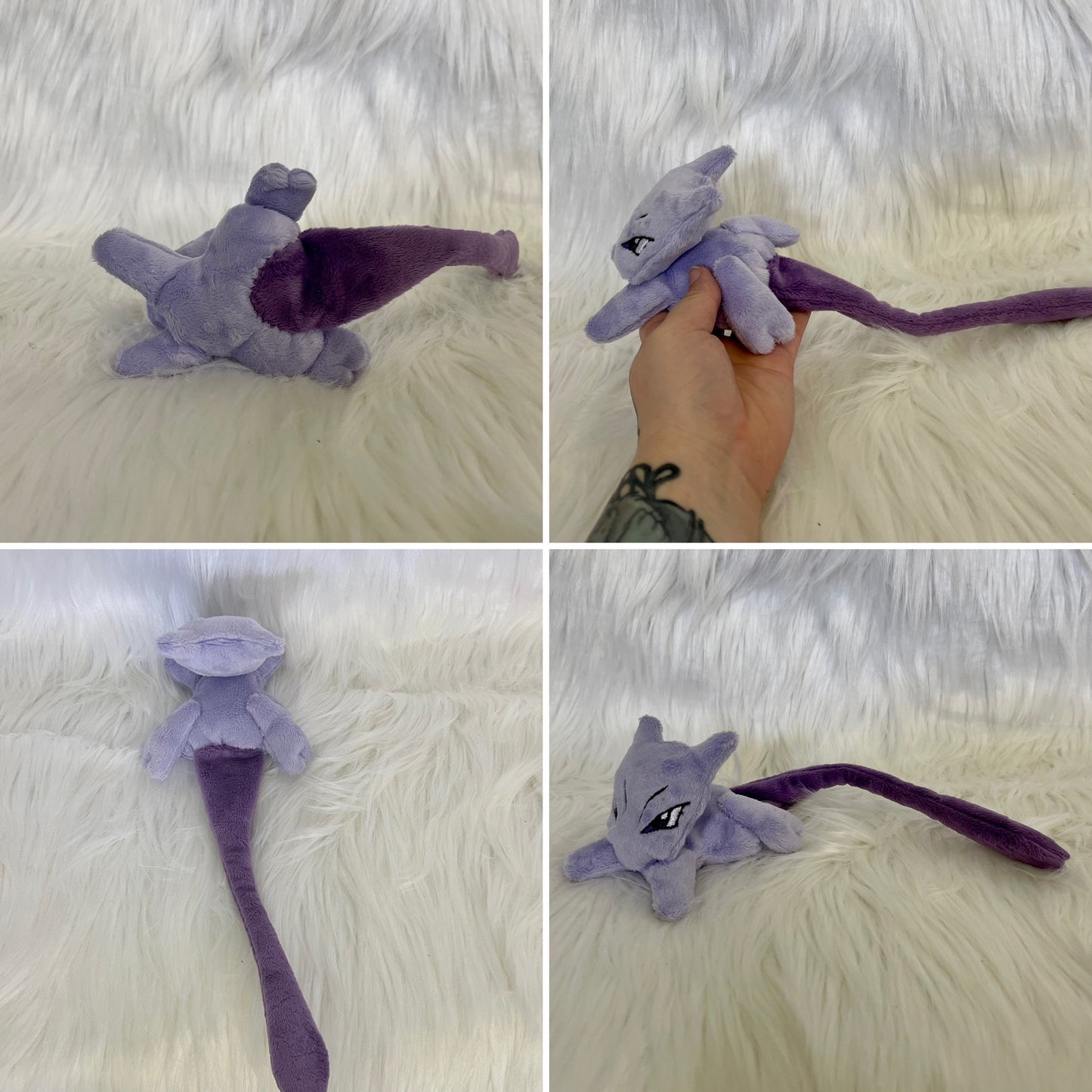 Angry MEW2, SPACE CAT Beanie Plushie, Poke inspired Plush, Shiny, Video Game Plush