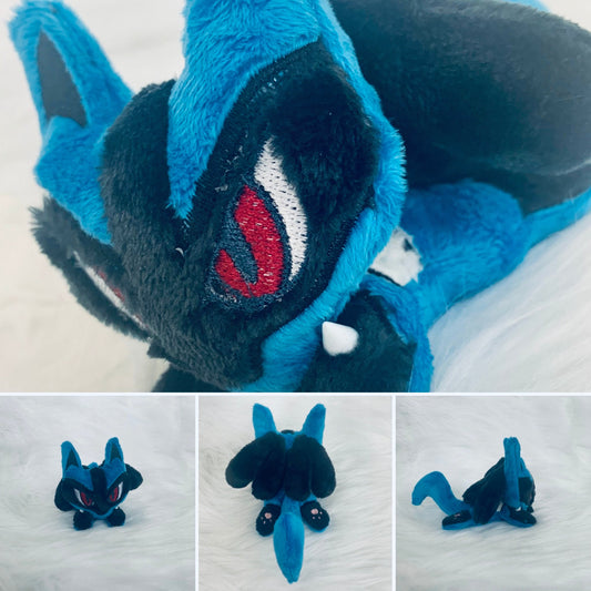 Feisty Fighting Dog Beanie Plushie, Poke inspired Plush, Shiny