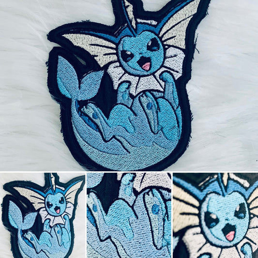 Water Fox Iron-on Patch, Animal Monster , Shiny, Anime Inspired Embroidery