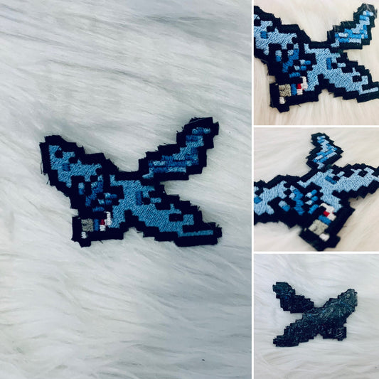 Ice Bird Iron-on Patch, Shiny, Video Game Inspired Pixel Embroidery