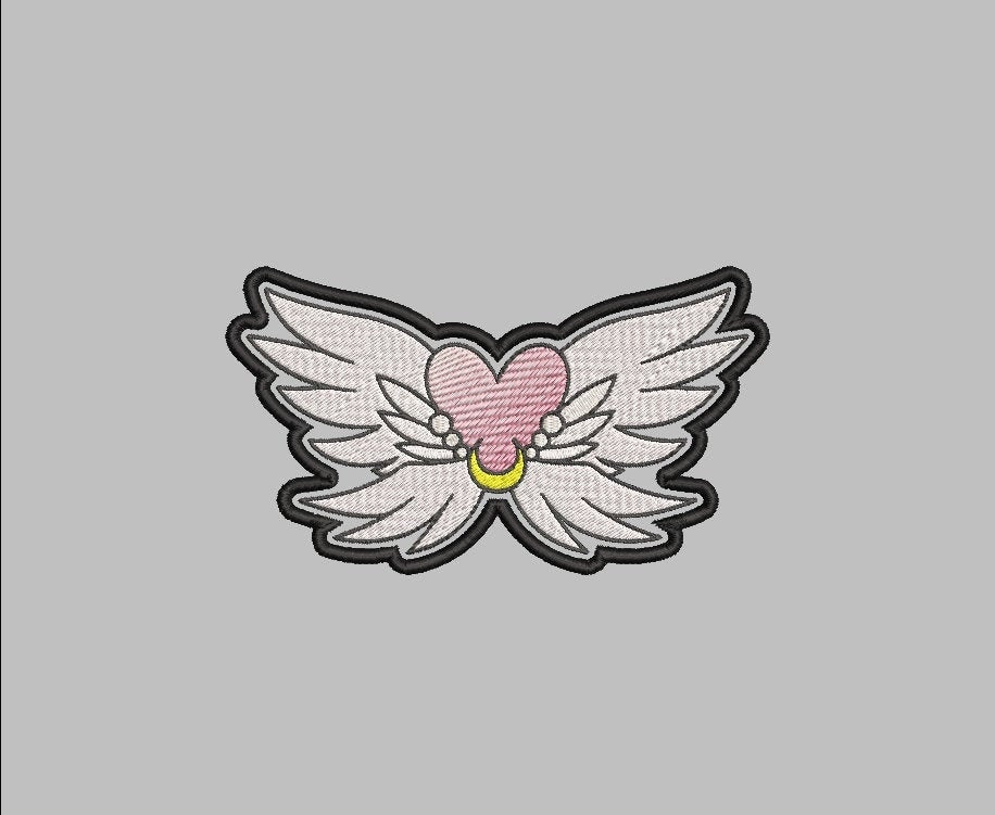 Winged Heart Eternal Manga Brooch, Iron-on Patch, Anime Inspired Embroidery