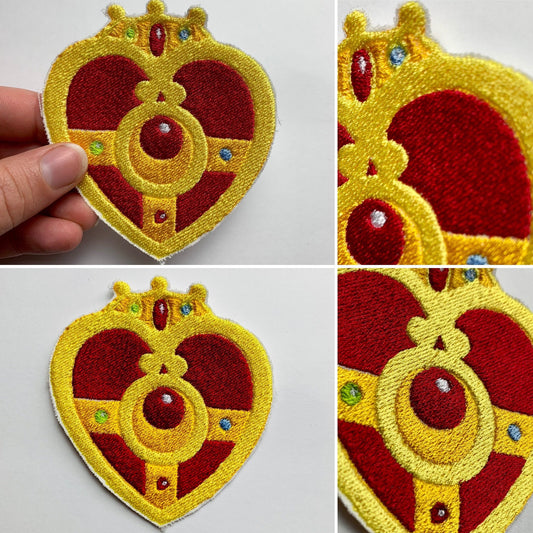 Heart Compact, Iron-on Patch, Anime Inspired Embroidery