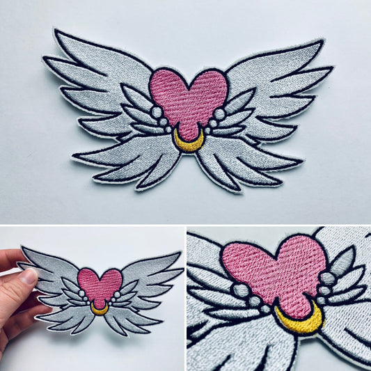 Winged Heart Eternal Manga Brooch, Iron-on Patch, Anime Inspired Embroidery