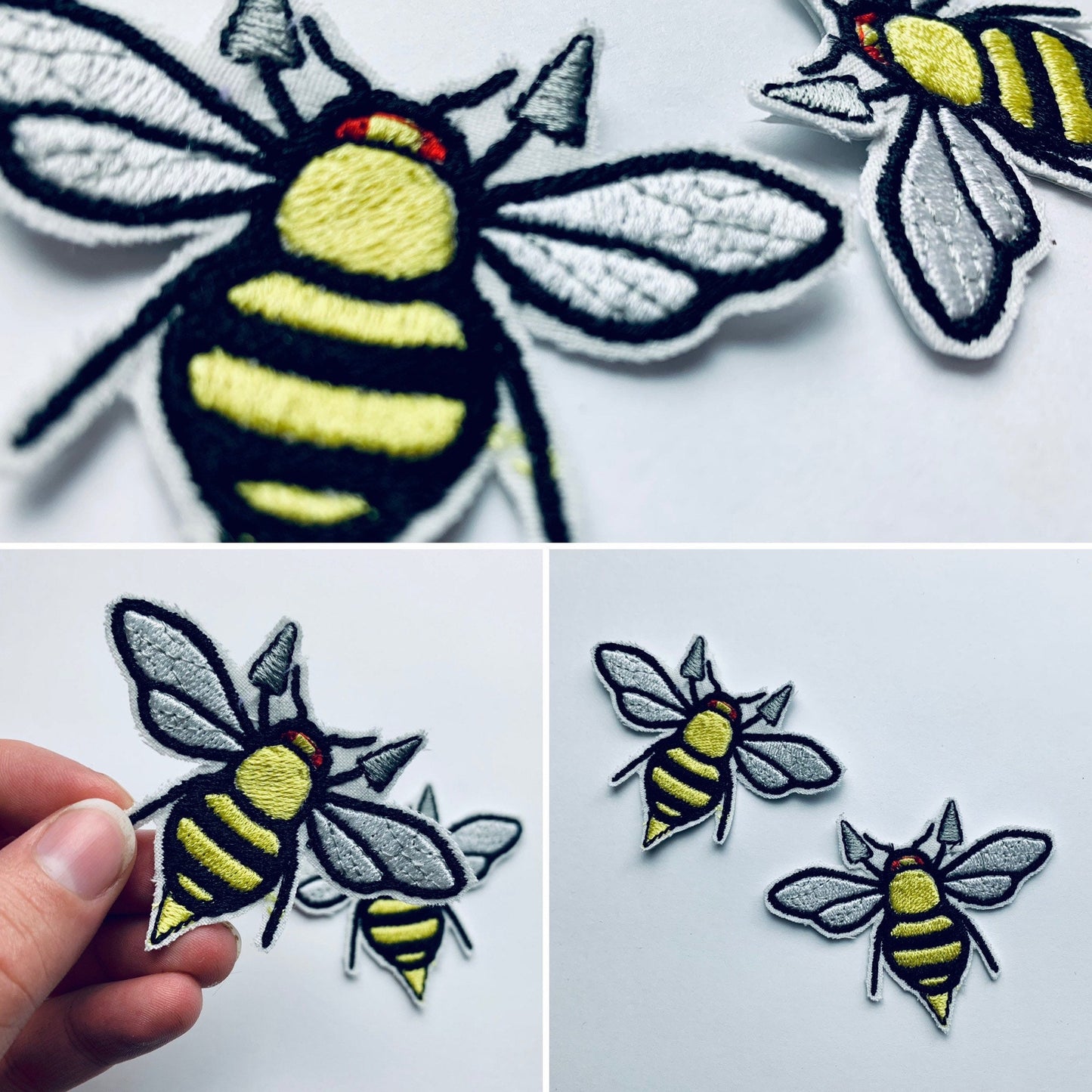 Spring Time DRILL Bee Iron-On Patch, Anime Inspired Embroidery