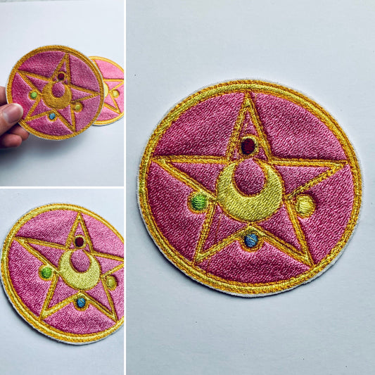 Crescent Star, Brooch, Iron-on Patch, Shiny, Anime Inspired Embroidery