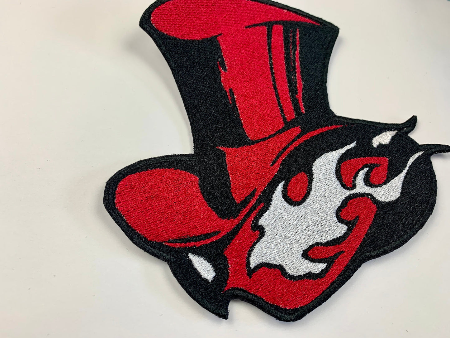 Thief Video Game Logo, Top Hat with Mask, Large Iron-on Patch, Ghost Thieves, Video Game Inspired Embroidery, Made to Order
