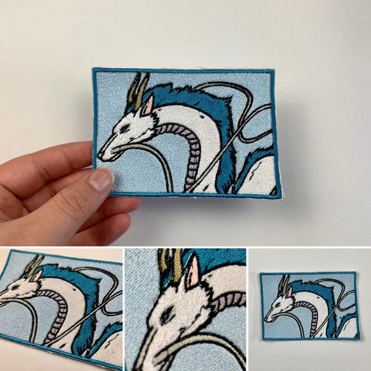 River Dragon Spirit Iron On Patch, Dragon, River Spirit, Made to Order