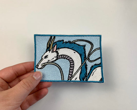 River Dragon Spirit Iron On Patch, Dragon, River Spirit, Made to Order
