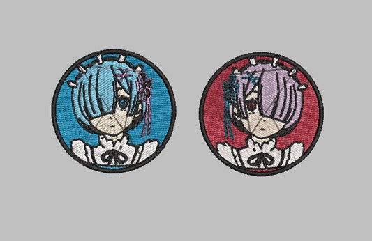 Anime Twins Demons Iron On Patch, Maid, Demon Lord, Sister, Anime Inspired Embroidery, Made to Order