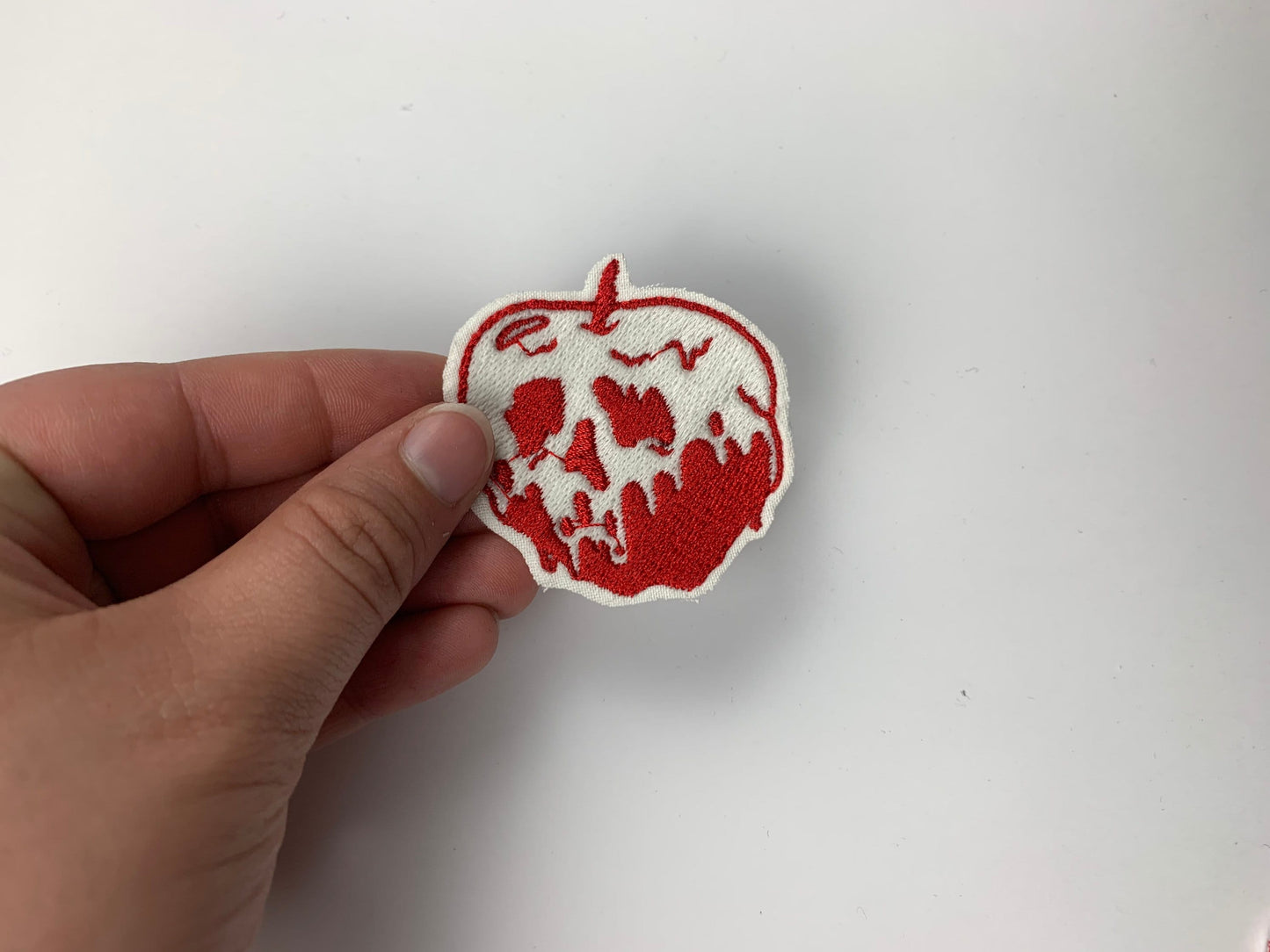 Poison Apple Iron on Patch, Skull Apple, Cartoon Inspired Embroidery, Made to Order.