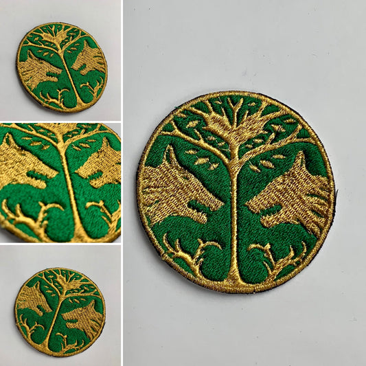 Double Wolf Crest Iron-on Patch, First-Person Shooter , Video Game Inspired Embroidery, Made to Order