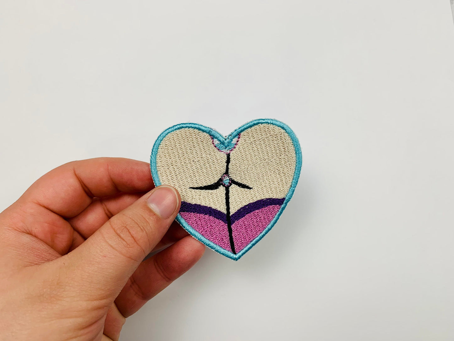 Anime Girl Panty Iron On Patch, MEMEME Girl, Striped Underwear, Music Video Inspired Embroidery, Made to Order
