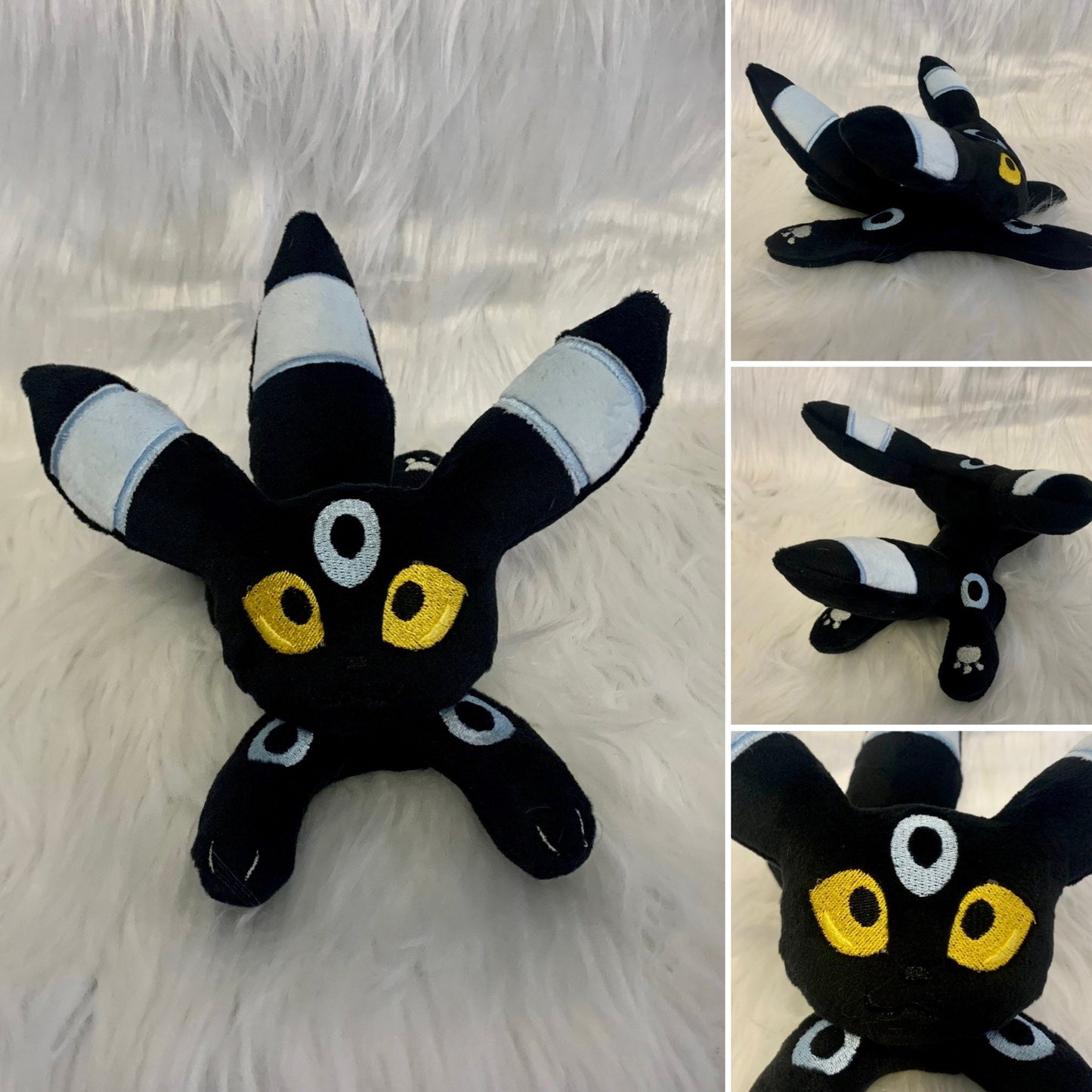 Moon Baby Umbreon Beanie Plushie,Dark Type, Fox, Dog, Animal Monster inspired Plush, Shiny