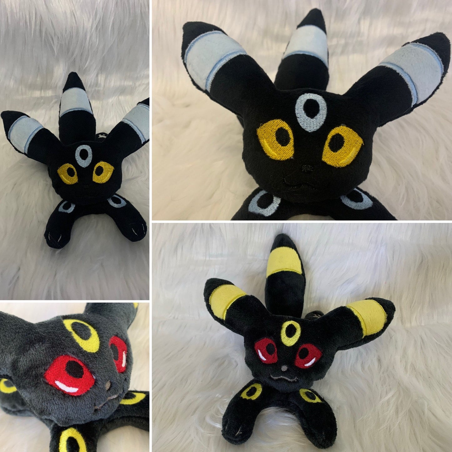 Moon Baby Umbreon Beanie Plushie,Dark Type, Fox, Dog, Animal Monster inspired Plush, Shiny