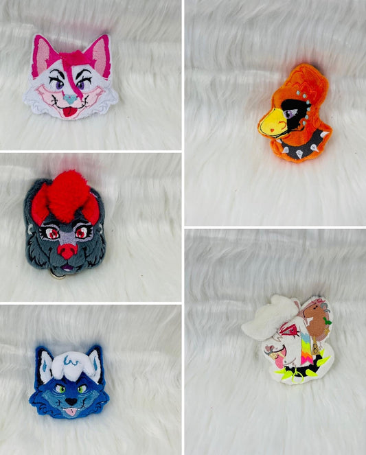 Fursona Plush Keychain, Furry Plush, Badge, Handmade Plushie Keychain, Made to Order, Custom