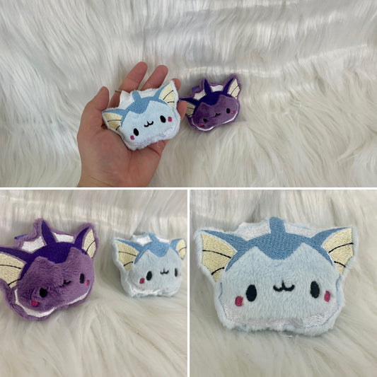 Water Fox Plush Keychain, Shiny, Animal Monsters, Handmade Plushie Keychain, Made to Order