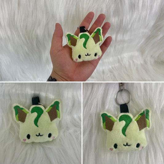 Grass Fox Plush Keychain, Shiny, Animal Monsters, Handmade Plushie Keychain, Made to Order