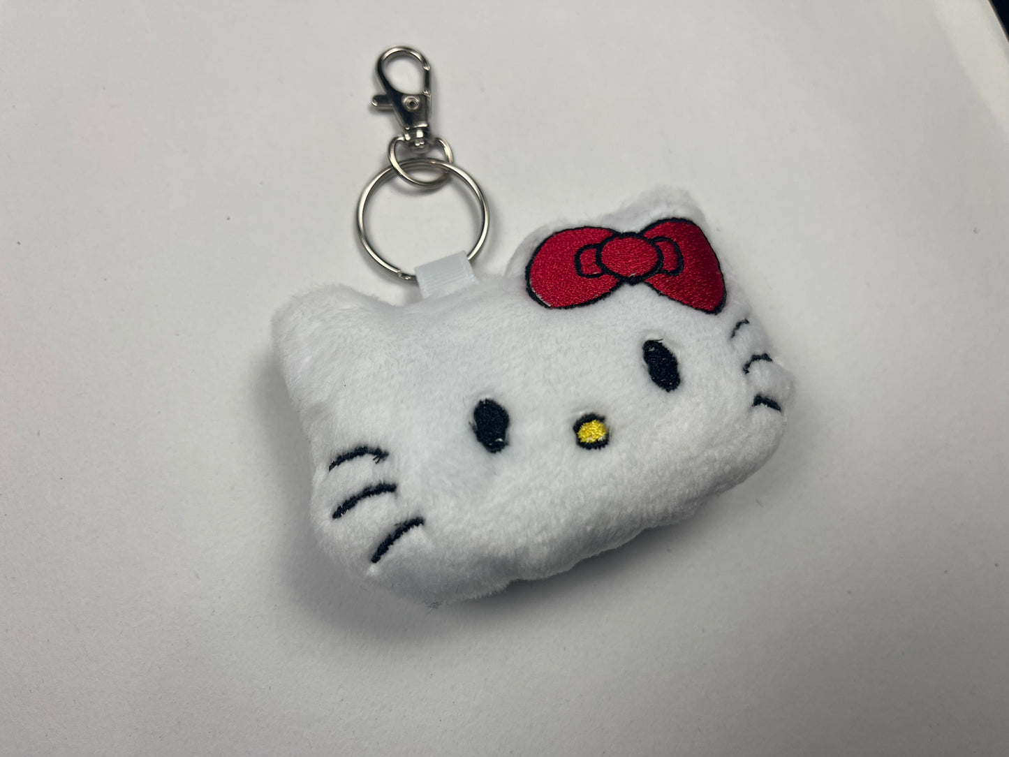 Cute Red Ribbon Kitten Charm Keychain, Cat, Animal Monsters, Cartoon, Handmade Plushie Keychain, Made to Order