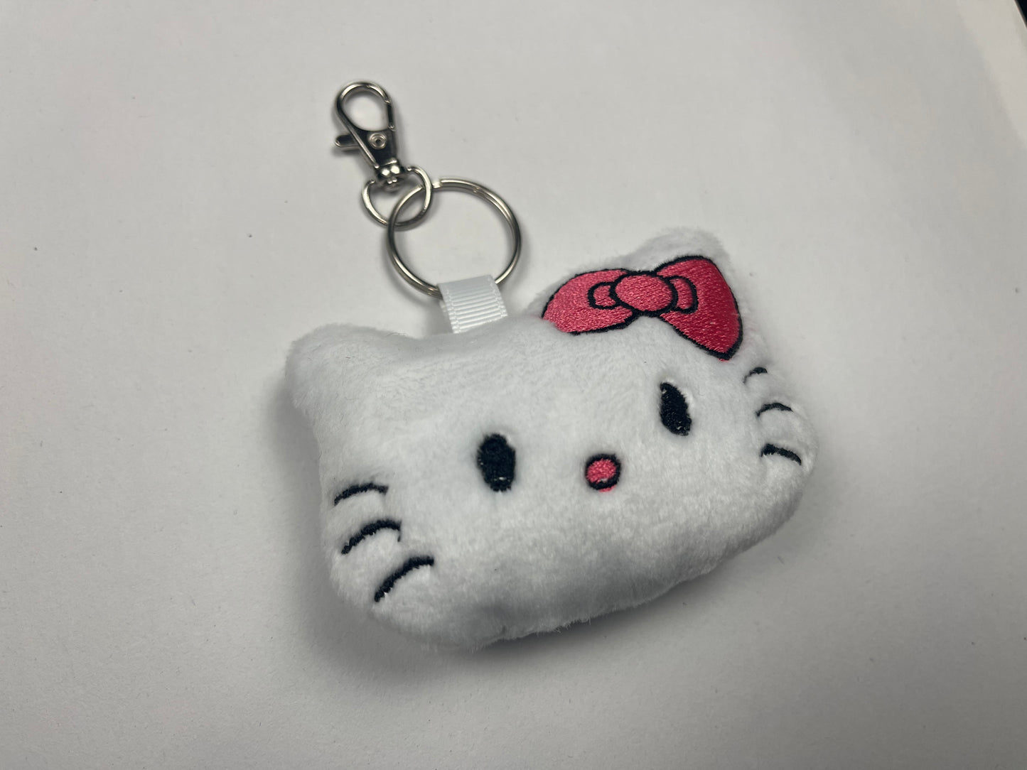 Cute Red Ribbon Kitten Charm Keychain, Cat, Animal Monsters, Cartoon, Handmade Plushie Keychain, Made to Order