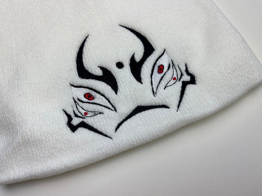 Embroidered Cursed Demon King Beanie, Thick Knit Slouch, Mythology, Anime Themed