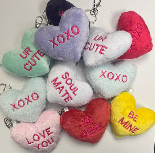 Love Word Plush Keychain, V-Day, Valentines Candy, Handmade Plushie Keychain, Made to Order