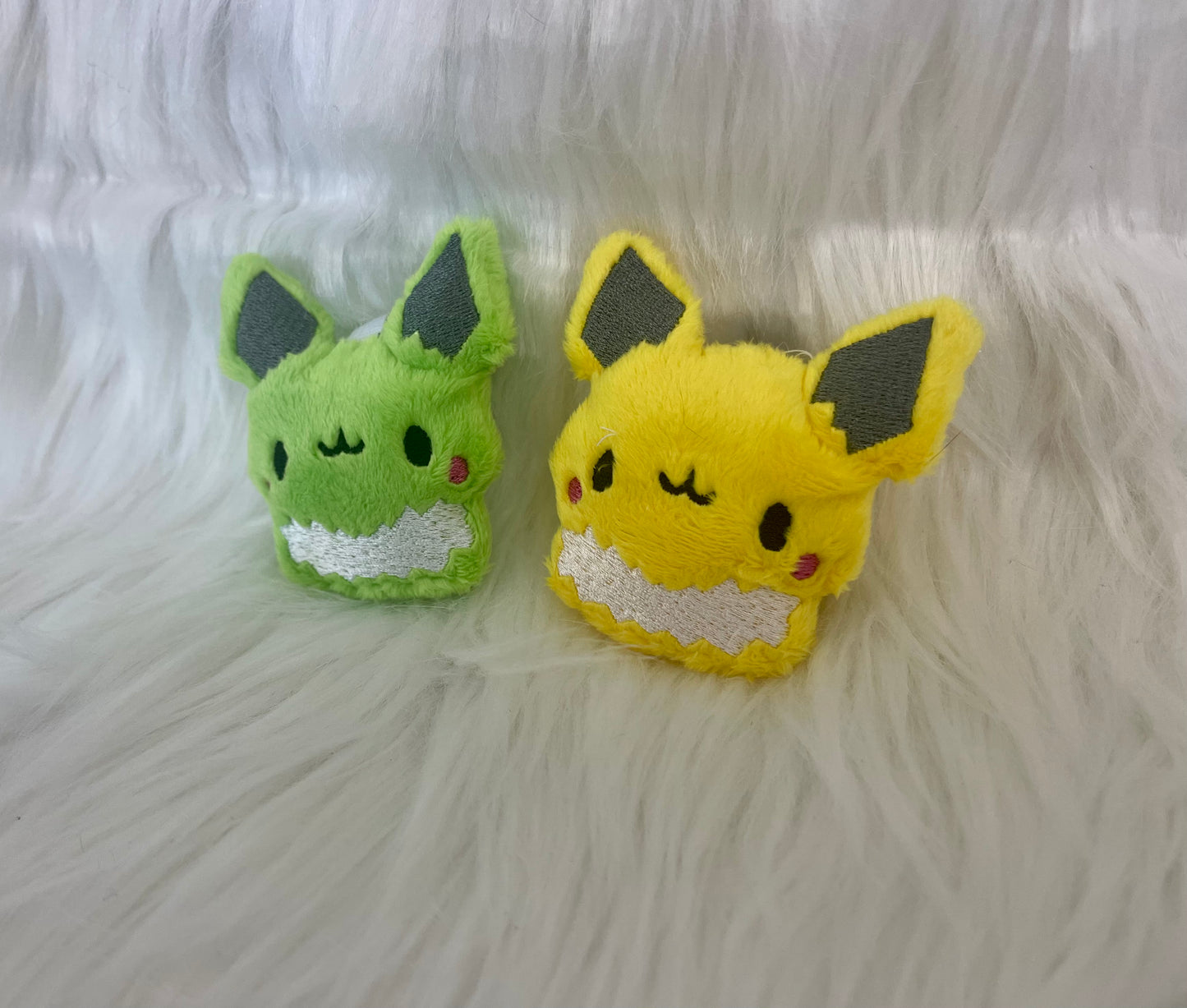 Electric Fox Plush Keychain, Shiny, Animal Monsters, Handmade Plushie Keychain, Made to Order