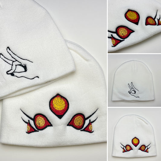 Embroidered Summoning Fox Demon Beanie, Thick Knit Slouch, Mythology, Anime Themed