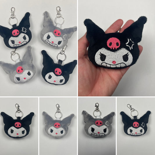 Goth Bunny Jester Hat Charm Keychain, Animal, Monsters, Cartoon, Handmade Plushie Keychain, Made to Order