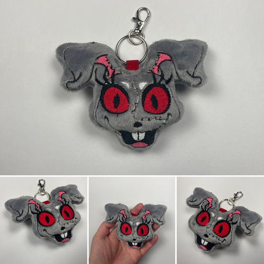 Stitched Evil Bunny Plush Charm, Keychain, Horror, Monsters, Mascot Animatronic, Handmade Plushie Keychain, Video Game Inspired, Made to Order
